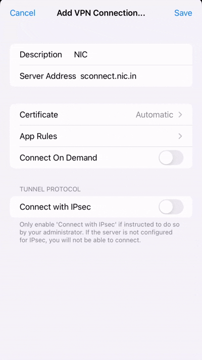Screenshot showing Advanced menu and Certificate selection